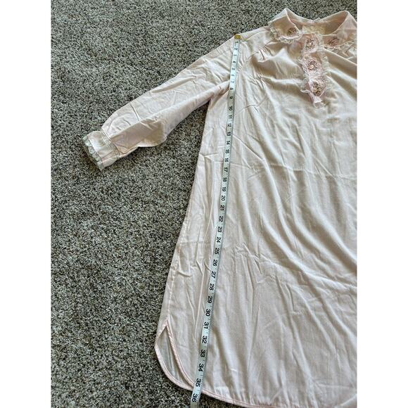 VINTAGE BARBIZON sz M NIGHTGOWN Feathaire Embroidered Lace Donnie Lola PINK F24 - Picture 5 of 9
